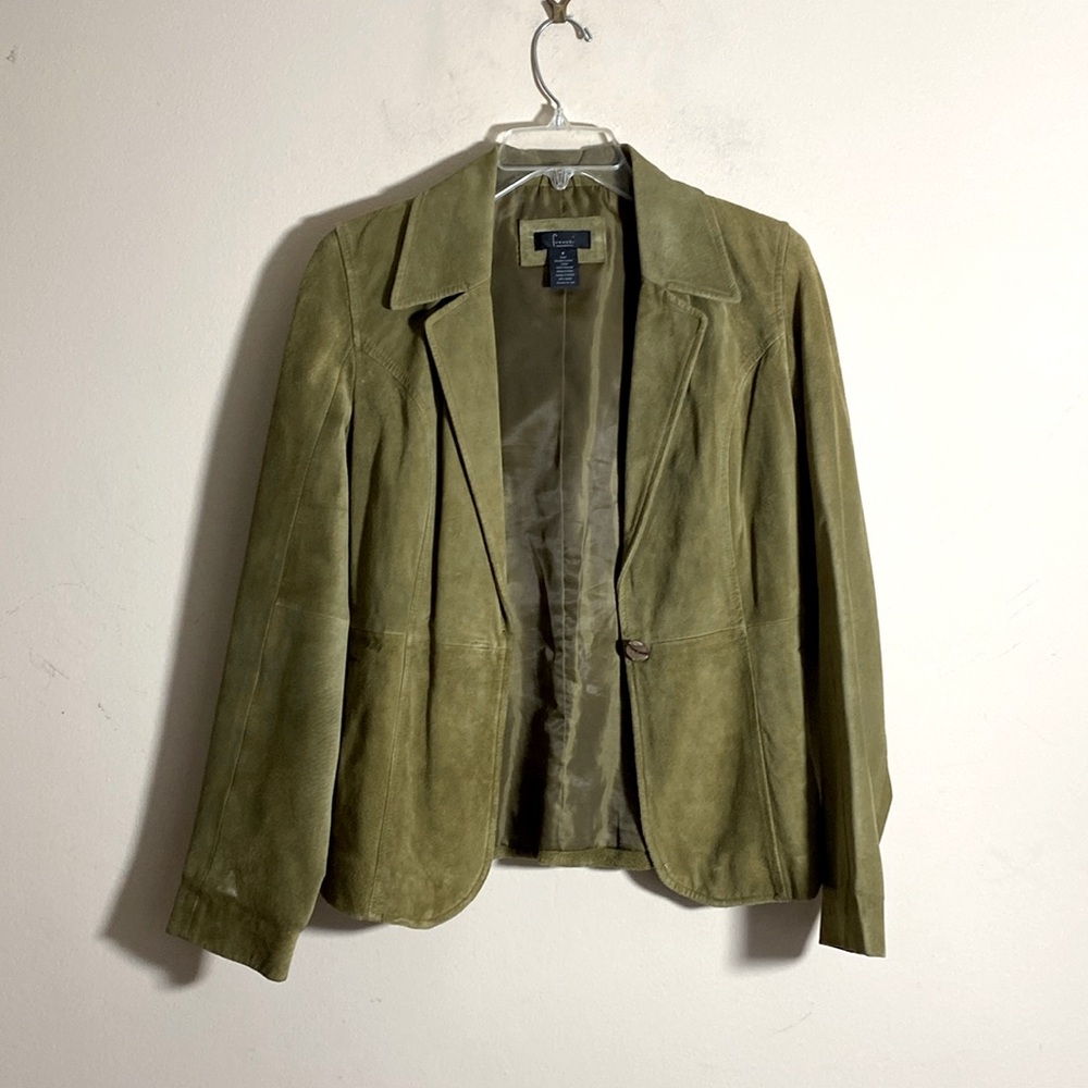 Vintage Frenchi Olive Green Suede Blazer